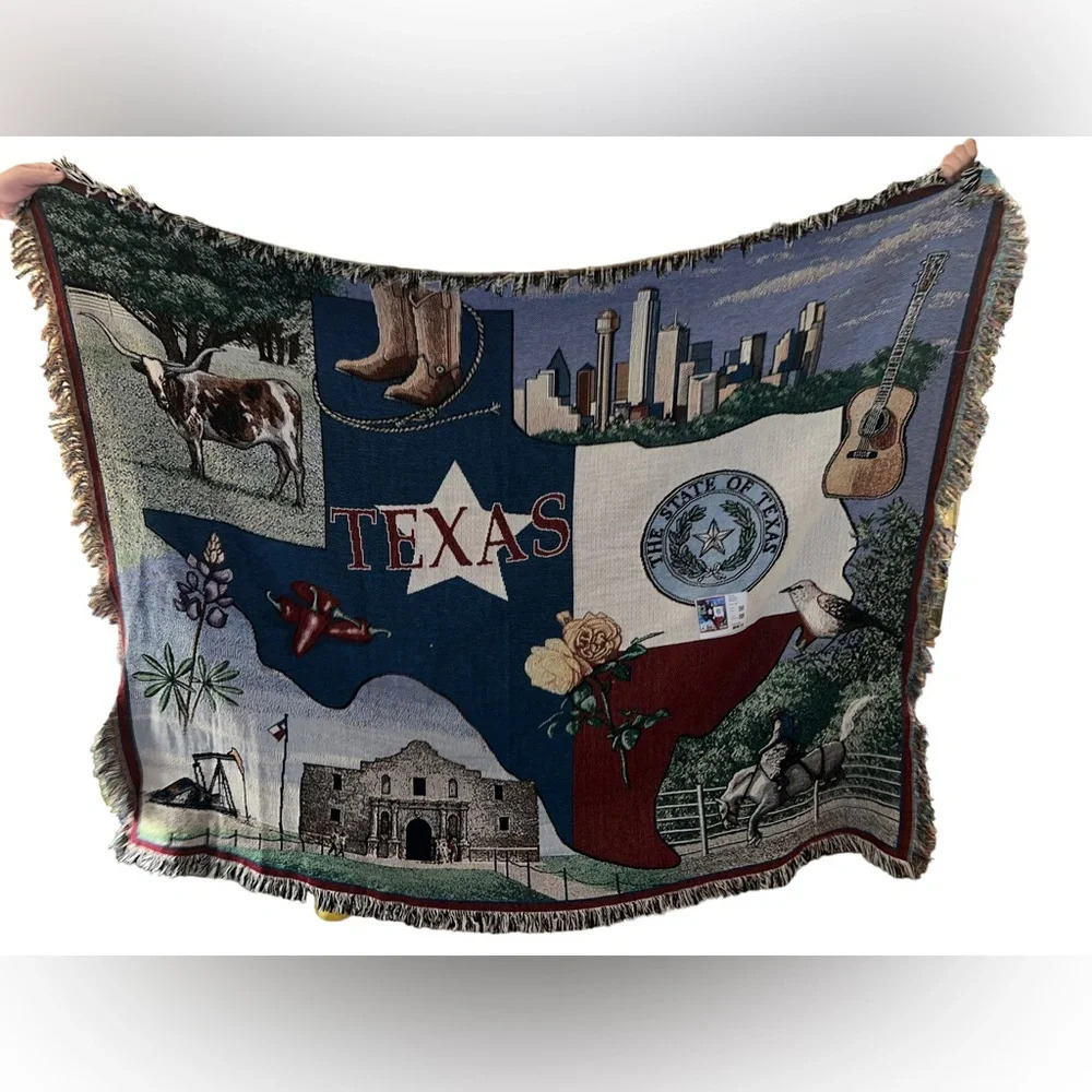 Pure Country Weavers State of Texas Tapestry Blanket Tapestry 72x54 NWT